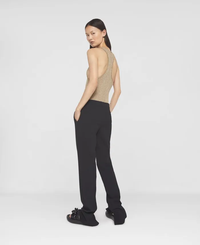 Stella McCartney Split Cuff Straight Leg Trousers Black Women Tailoring