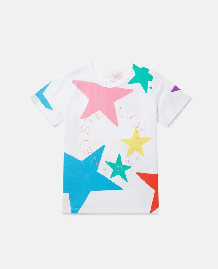 Stella McCartney Star Print TShirt White Multicolour Kids TShirts And Tops