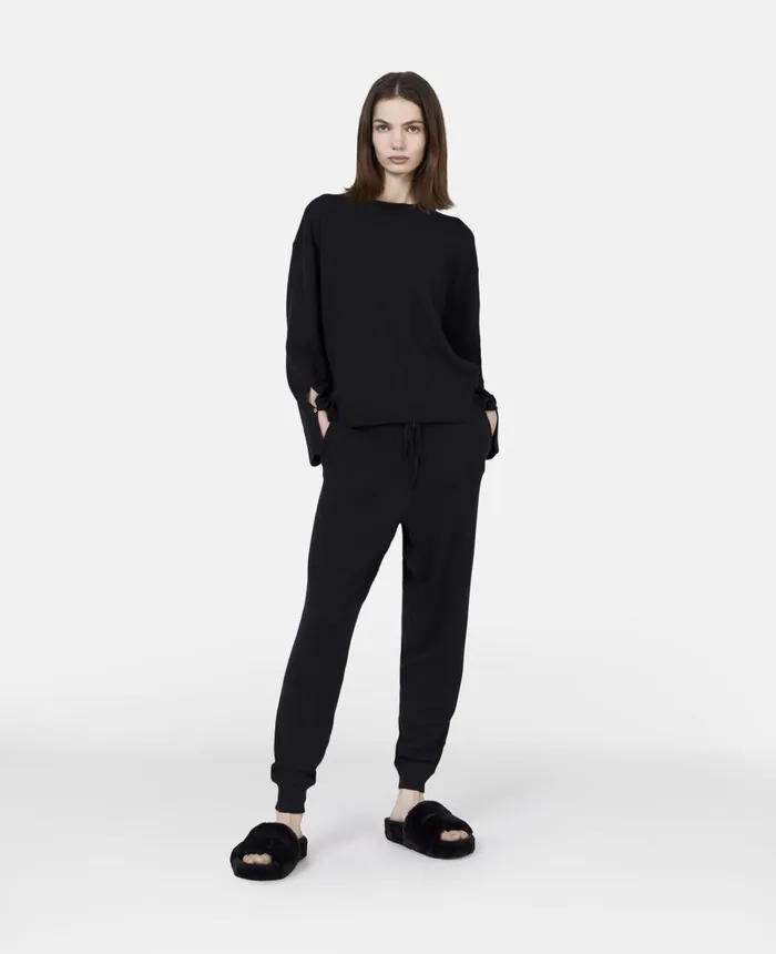 Stella McCartney Stella Iconics Fine Knit Cuffed Trousers Black Women Knitwear Stella McCartney Stella Iconics Fine Knit Cuffed Trousers Black Women Knitwear