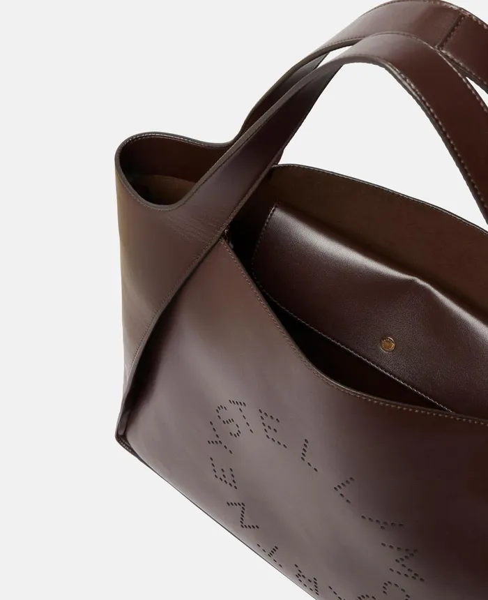 Stella McCartney Stella Logo Tote Bag Chocolate Brown Women TopHandle Bags