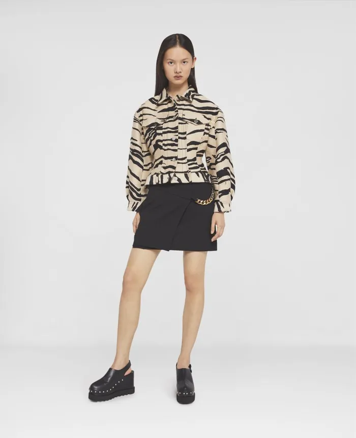 Stella McCartney Tiger Print Jacquard Utility Jacket Raffia Women Coats And Jackets Stella McCartney Tiger Print Jacquard Utility Jacket Raffia Women Coats And Jackets