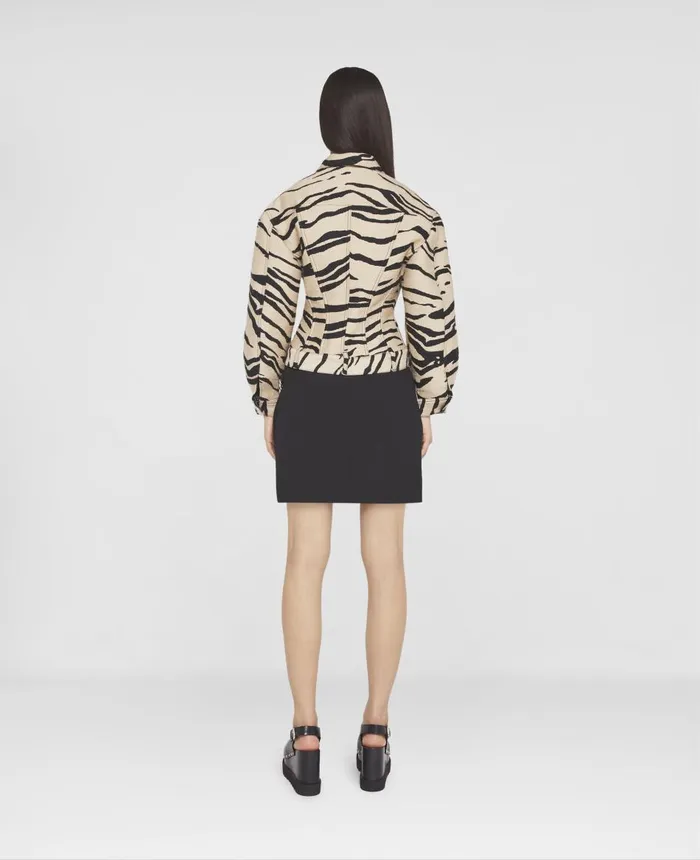 Stella McCartney Tiger Print Jacquard Utility Jacket Raffia Women Coats And Jackets Stella McCartney Tiger Print Jacquard Utility Jacket Raffia Women Coats And Jackets