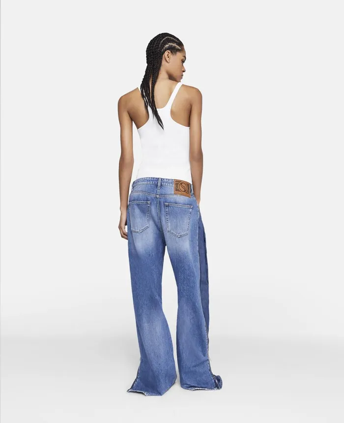 Stella McCartney Vintage Wash Zip Straight Leg Jeans Mid Blue Women Trousers And Shorts Stella McCartney Vintage Wash Zip Straight Leg Jeans Mid Blue Women Trousers And Shorts