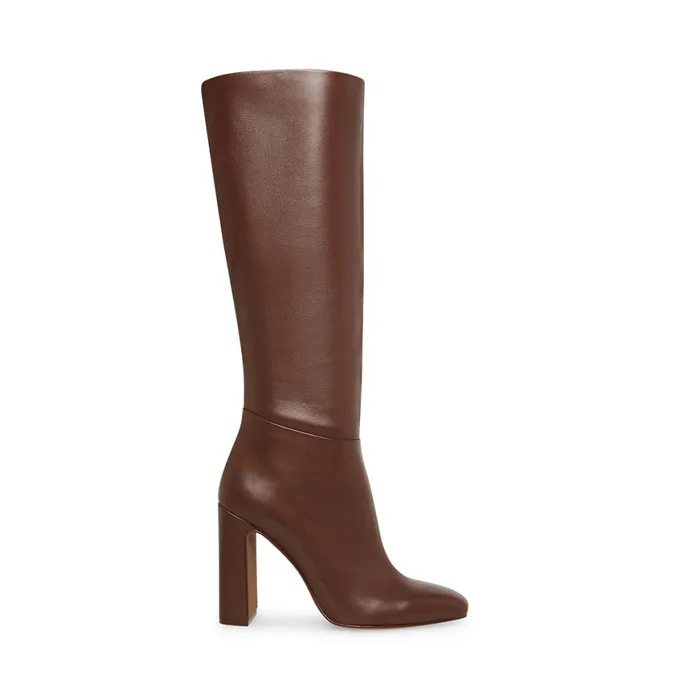 Steve Madden Ally Brown Leather Womens Boots and Booties