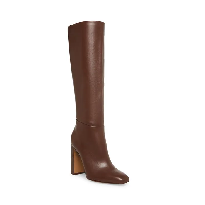 Steve Madden Ally Brown Leather Womens Boots and Booties