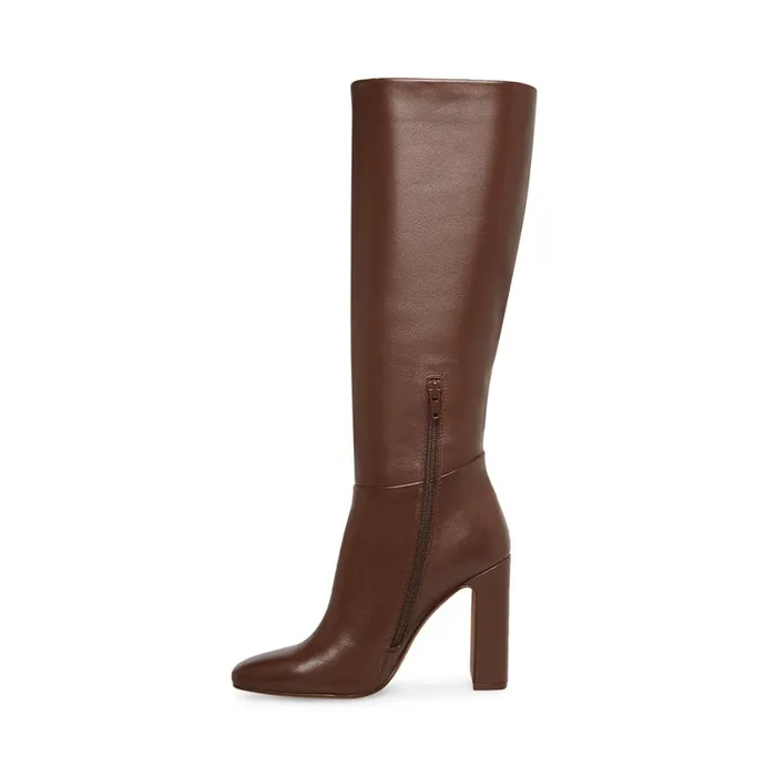 Steve Madden Ally Brown Leather Womens Boots and Booties