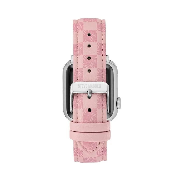 Steve Madden Apple Watch Block Logo Watch Band Pink 4244mm Womens Watches