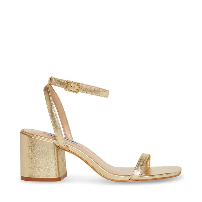 Steve Madden Audrina Gold Leather Womens Heels