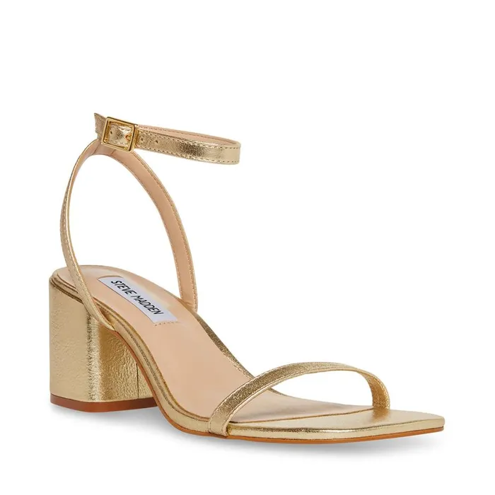 Steve Madden Audrina Gold Leather Womens Heels