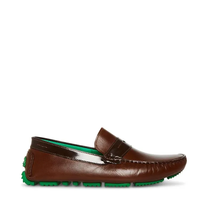 Steve Madden Benji Brown Leather Mens Loafers