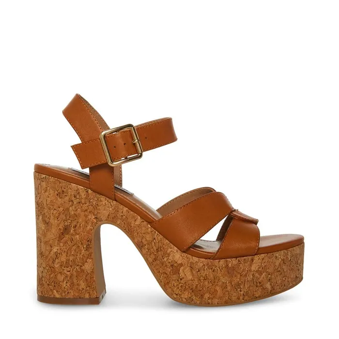 Steve Madden Carisma Cognac Leather Womens Heels