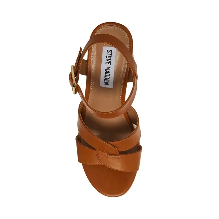 Steve Madden Carisma Cognac Leather Womens Heels