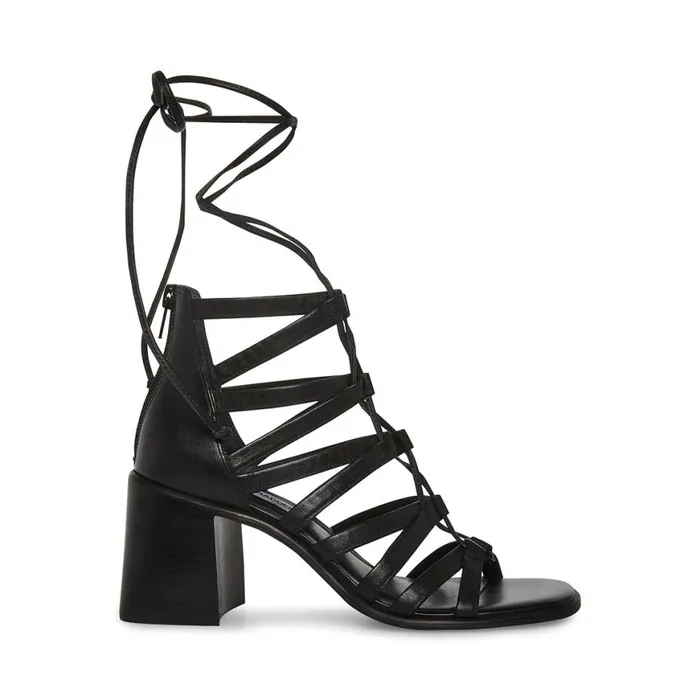 Steve Madden Cherri30 Black Leather Womens Heels