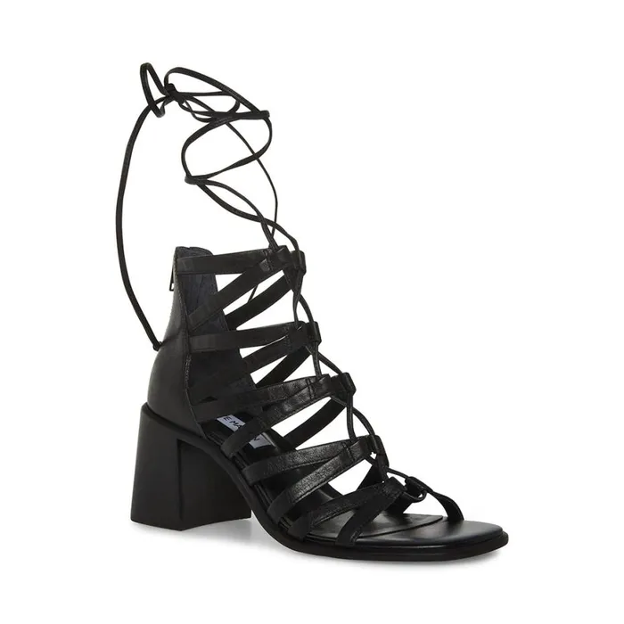 Steve Madden Cherri30 Black Leather Womens Heels