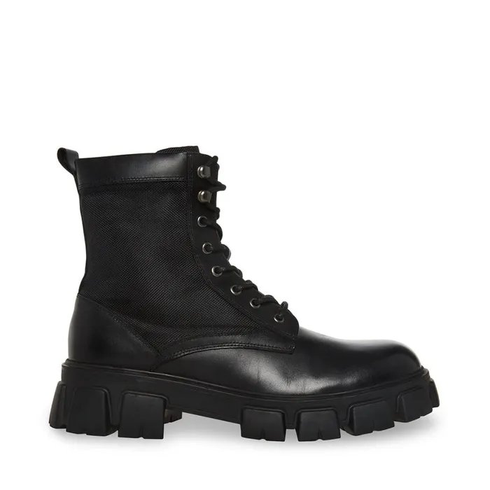 Steve Madden Cortina Black Leather Mens Boots