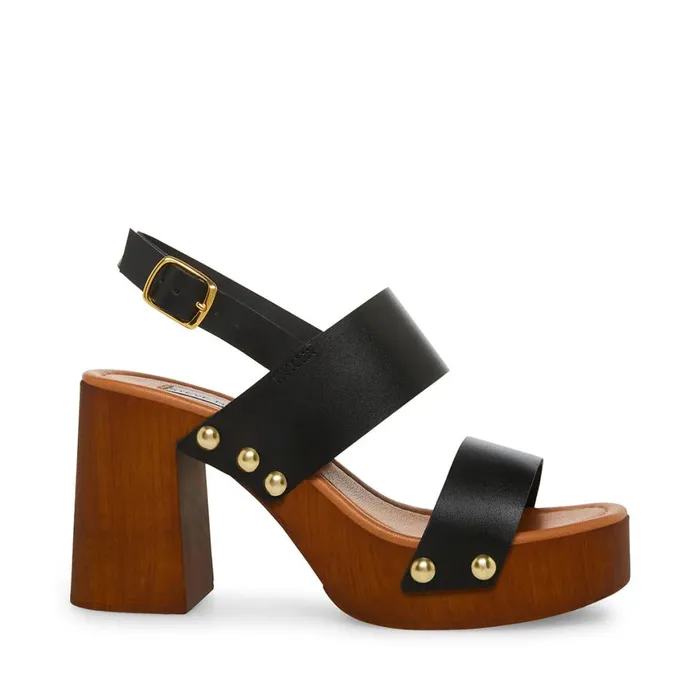Steve Madden Dottie Black Leather Womens Heels
