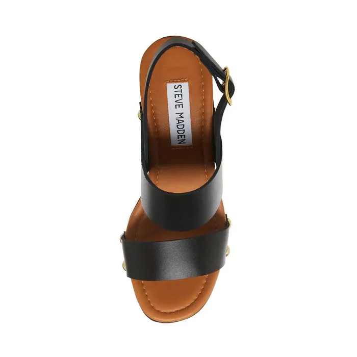 Steve Madden Dottie Black Leather Womens Heels