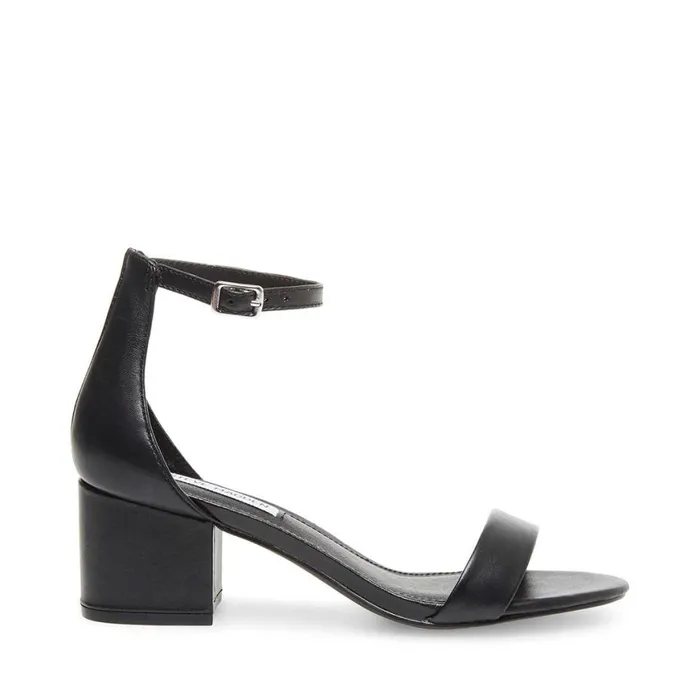 Steve Madden Irenee Black Leather Womens Sandals