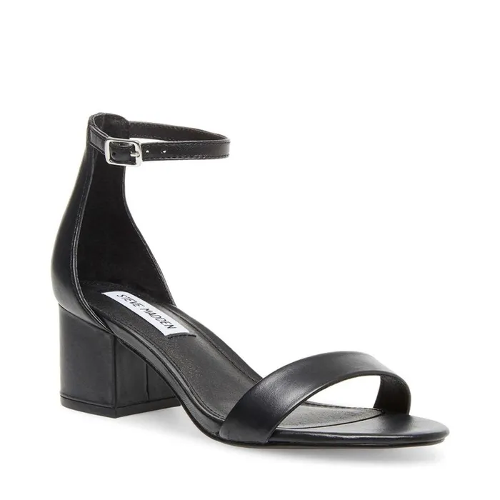 Steve Madden Irenee Black Leather Womens Sandals