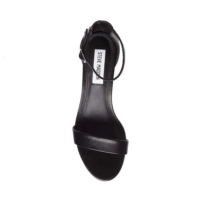 Steve Madden Irenee Black Leather Womens Sandals