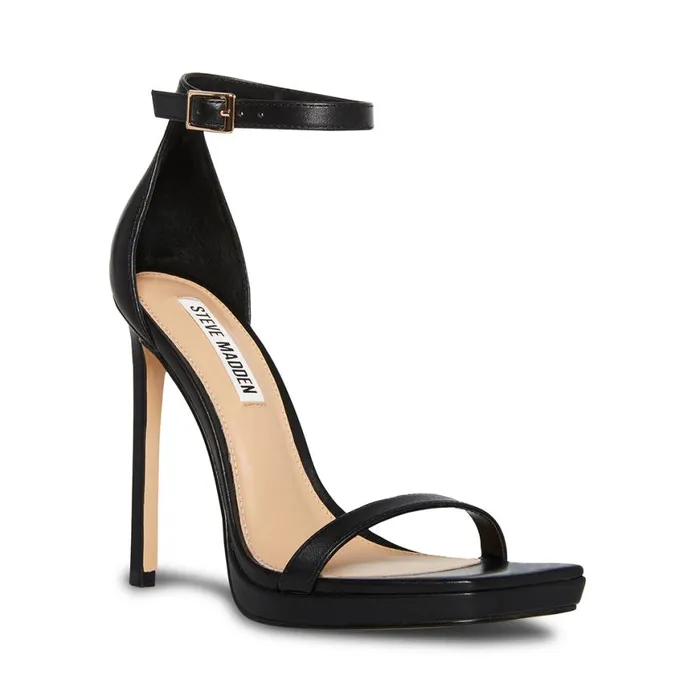Steve Madden Iridessa Black Leather Womens Heels Steve Madden Iridessa Black Leather Womens Heels