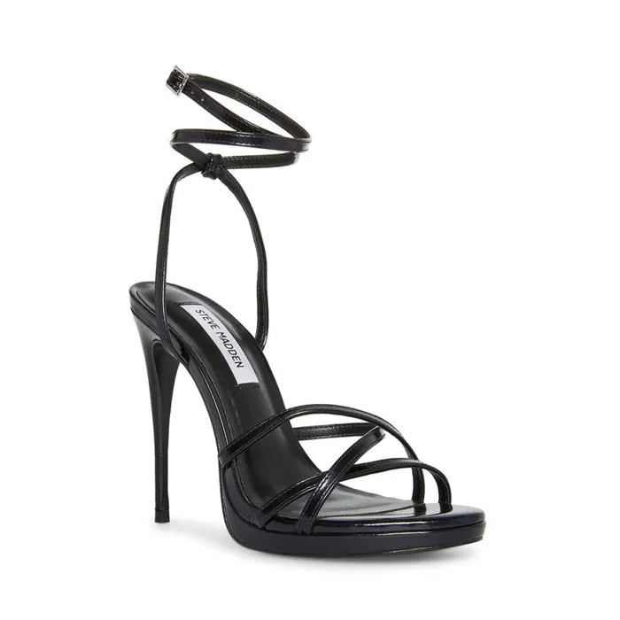 Steve Madden Jayla Black Leather Womens Heels