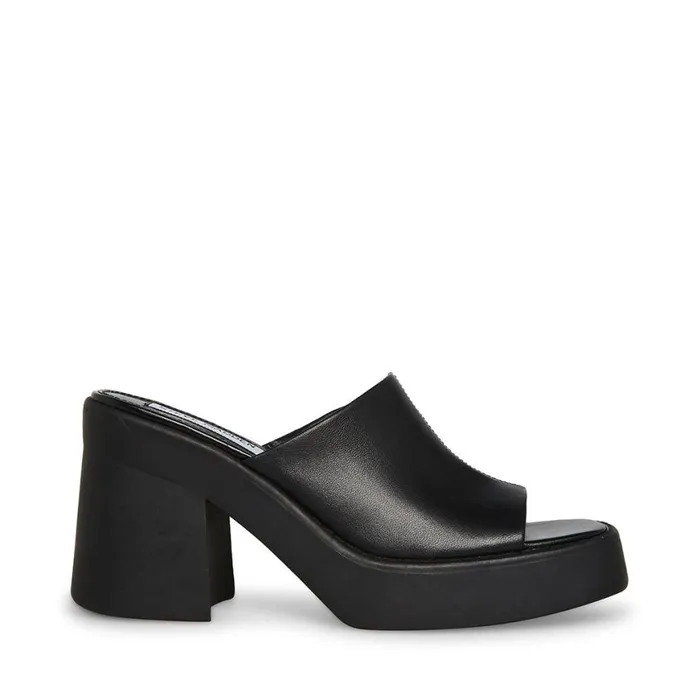 Steve Madden Kane Black Leather Womens Heels