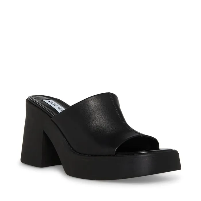Steve Madden Kane Black Leather Womens Heels