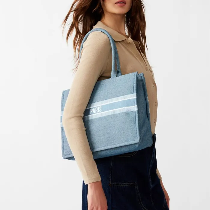 Steve Madden Knox Tote Denim Multi Womens Shoulder Bags