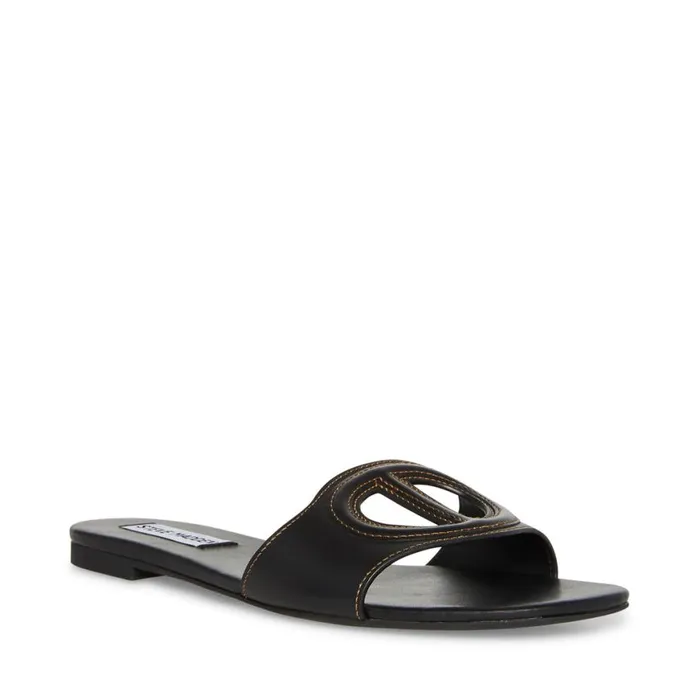 Steve Madden Kylah Black Leather Womens Sandals