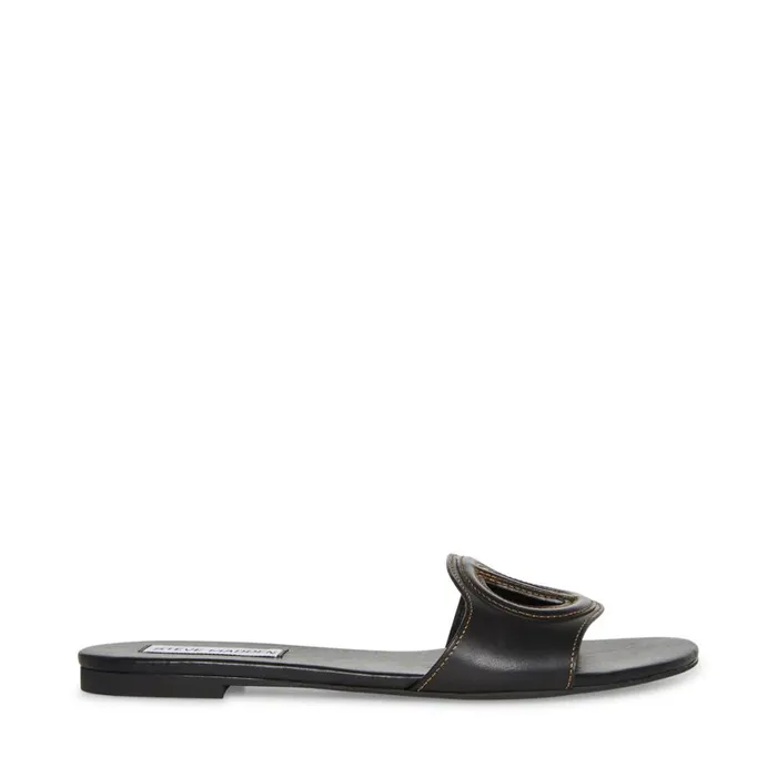 Steve Madden Kylah Black Leather Womens Sandals