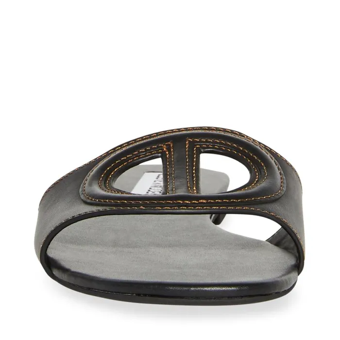 Steve Madden Kylah Black Leather Womens Sandals