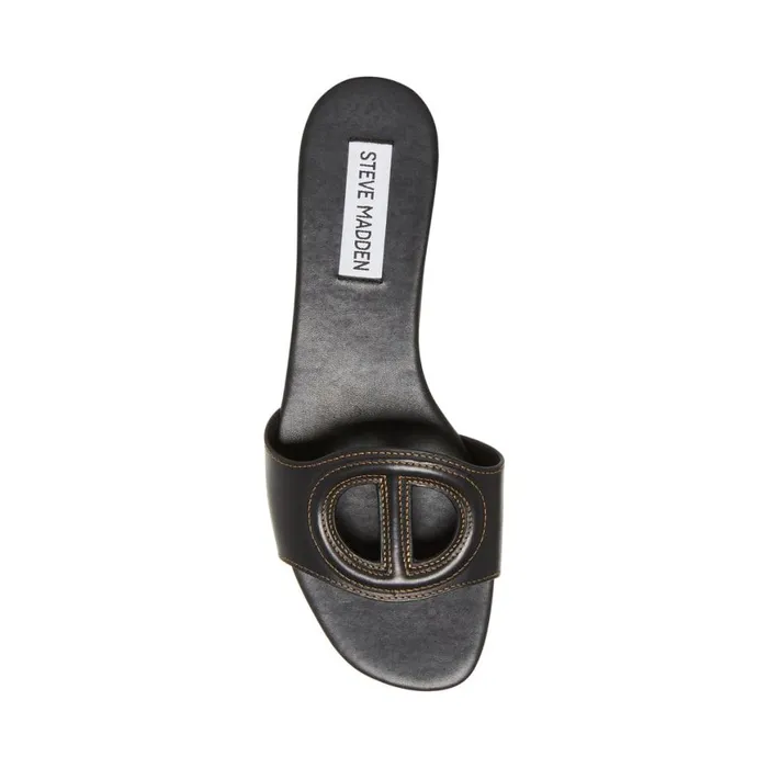 Steve Madden Kylah Black Leather Womens Sandals