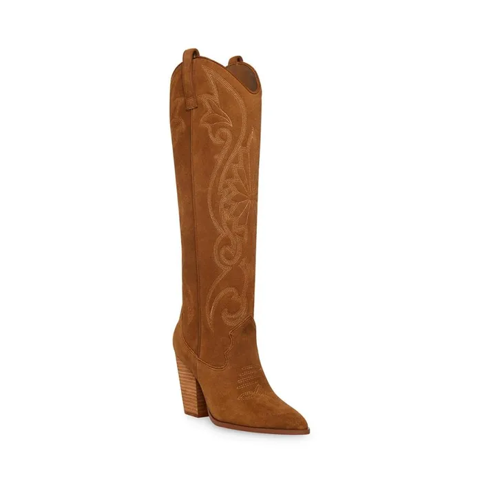 Steve Madden Lasso Chestnut Suede Womens Boots and Booties