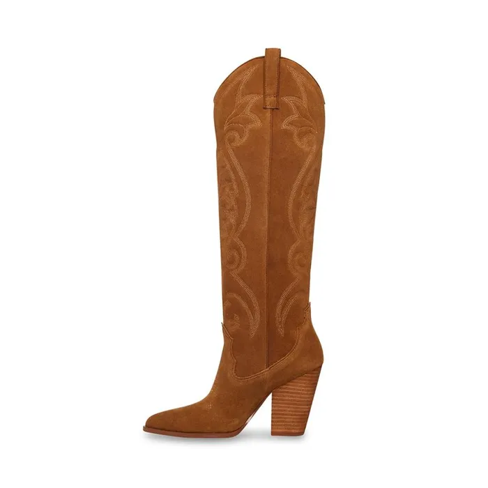 Steve Madden Lasso Chestnut Suede Womens Boots and Booties