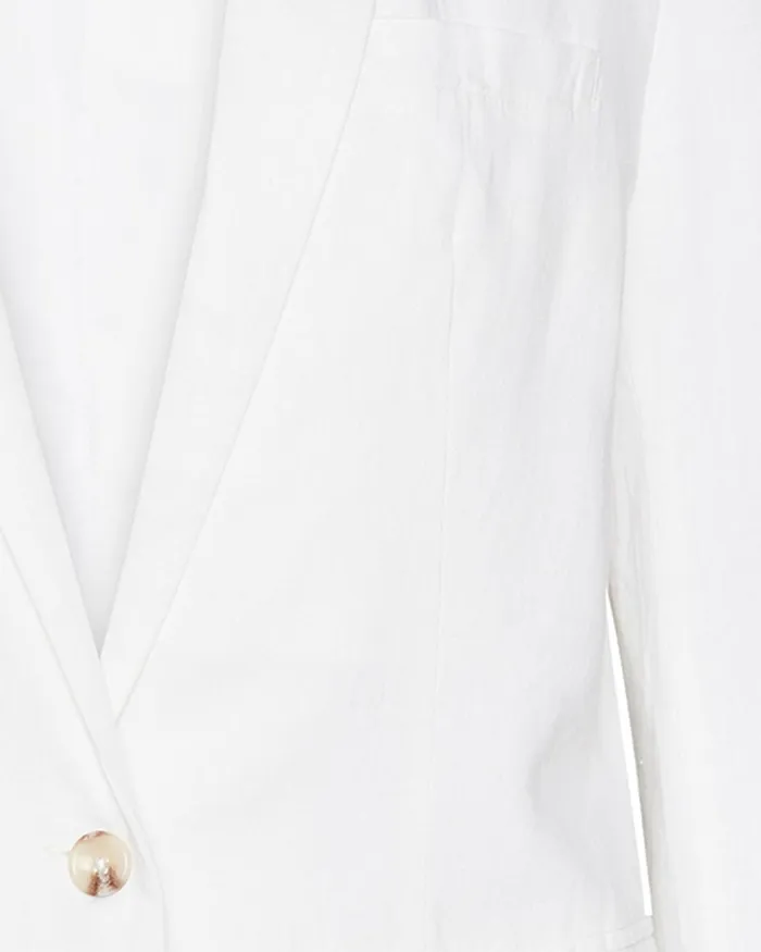 Steve Madden Linen On The Edge Blazer White Womens Jackets and Coats