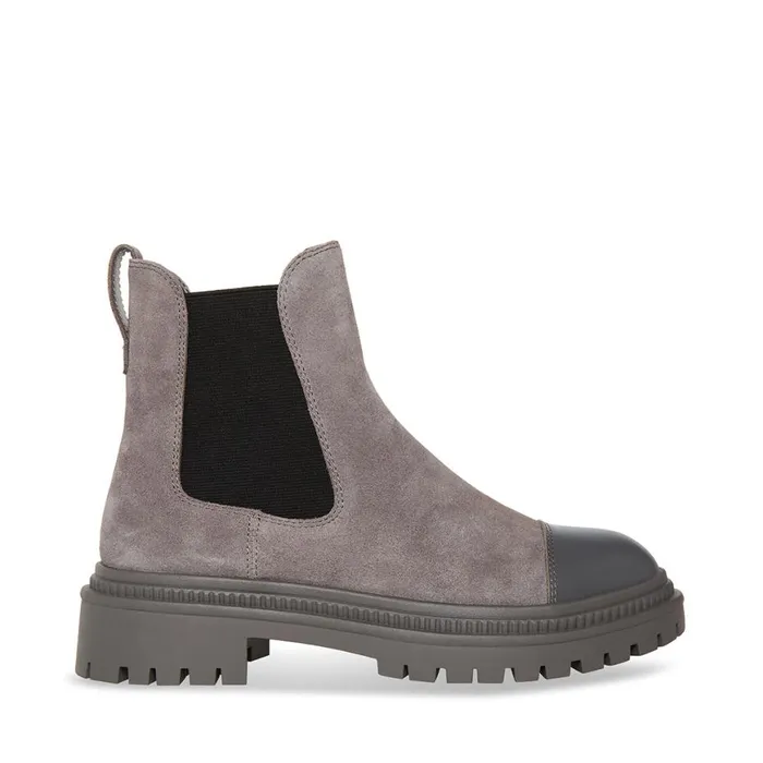 Steve Madden Mayslie Light Grey Suede Womens Boots and Booties
