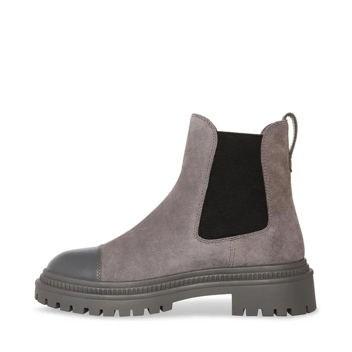 Steve Madden Mayslie Light Grey Suede Womens Boots and Booties
