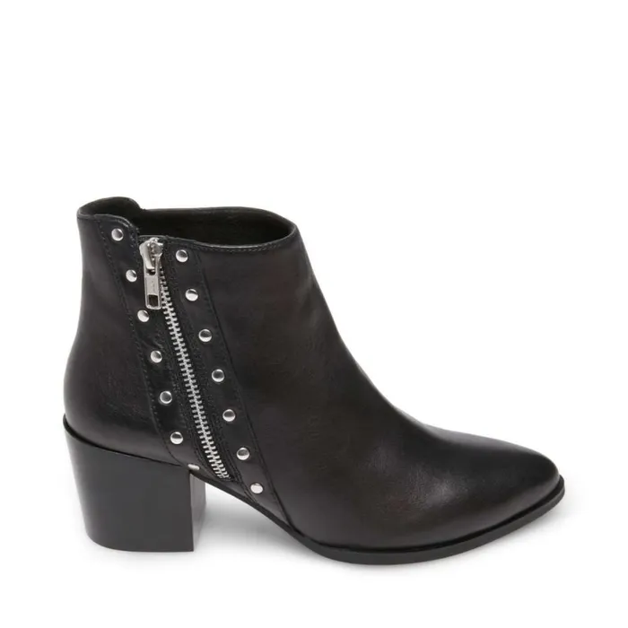 Steve Madden Nolan Black Leather Womens Boots and Booties