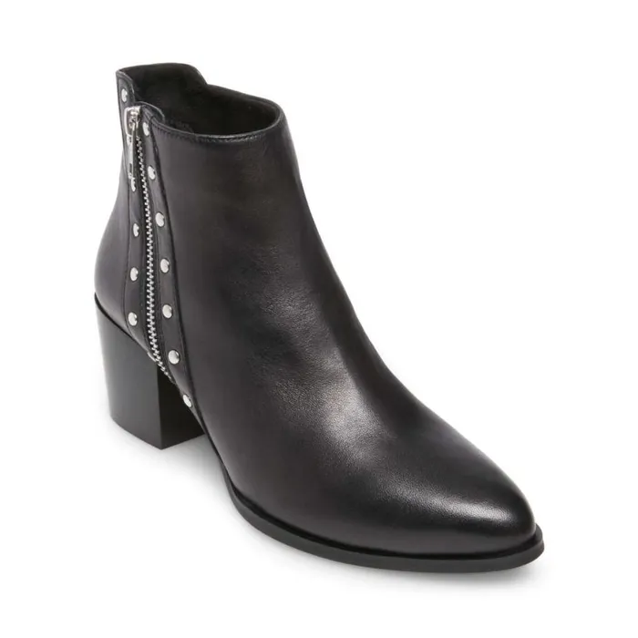 Steve Madden Nolan Black Leather Womens Boots and Booties