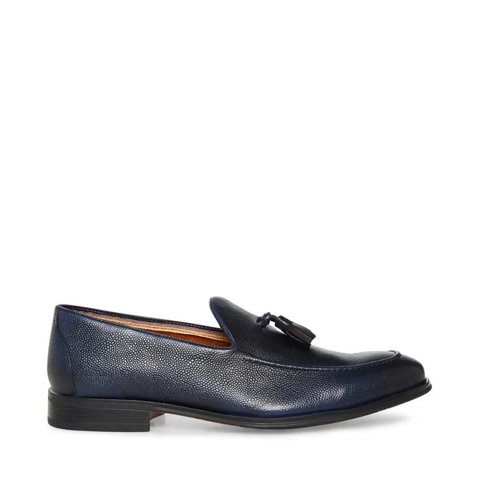 Steve Madden Paen Navy Leather Mens Loafers