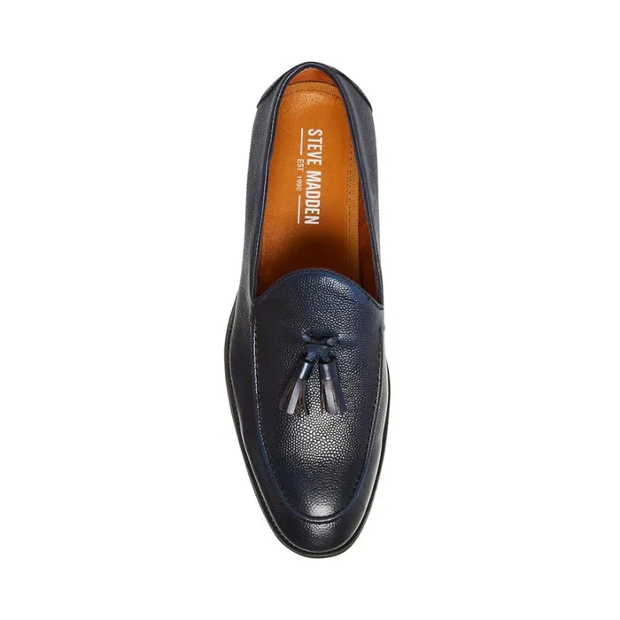 Steve Madden Paen Navy Leather Mens Loafers Steve Madden Paen Navy Leather Mens Loafers