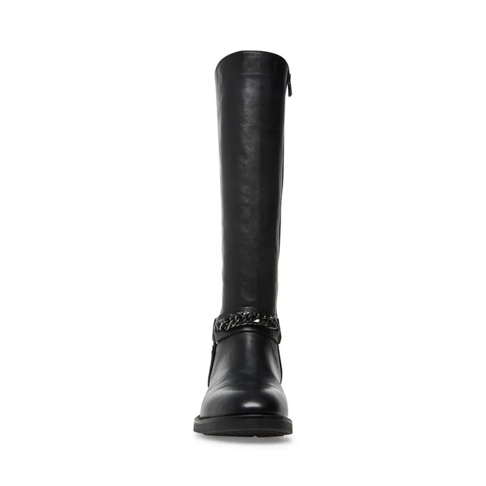 Steve Madden Quin Black Leather Womens Boots and Booties