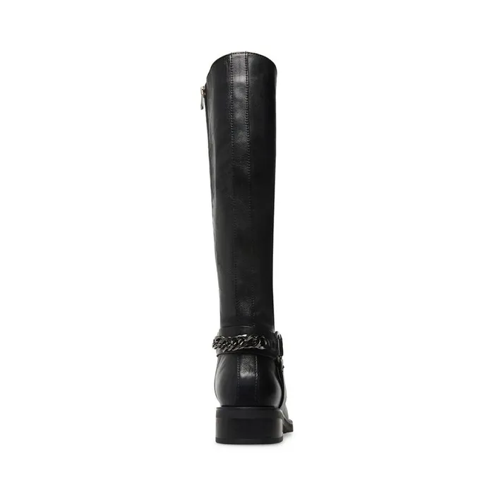 Steve Madden Quin Black Leather Womens Boots and Booties