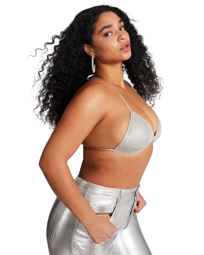 Steve Madden Rhinestone Bikini Top Womens Tops and Shirts