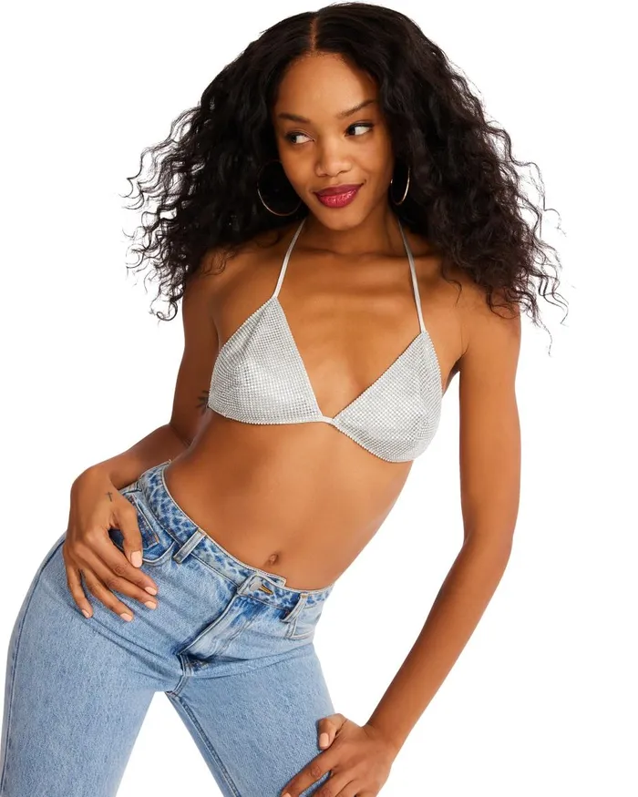Steve Madden Rhinestone Bikini Top Womens Tops and Shirts