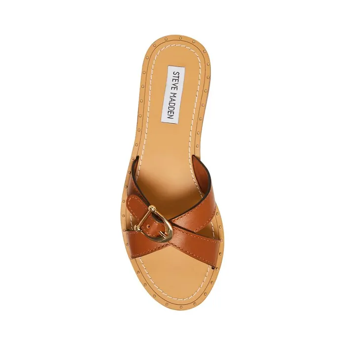 Steve Madden Rizz Cognac Leather Womens Sandals