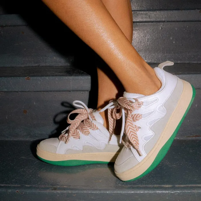 Steve Madden Roaring WhiteGreen Womens Sneakers