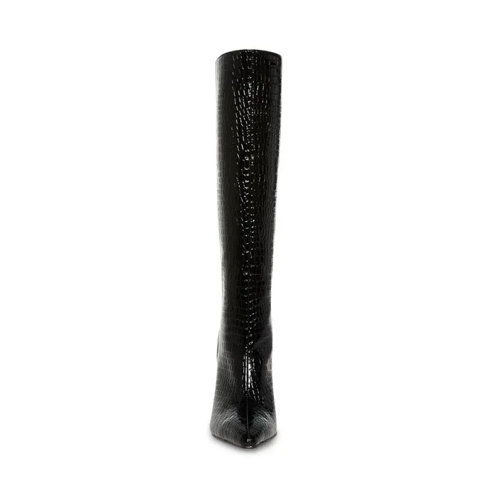Steve Madden Shayna Black Crocodile Womens Boots and Booties