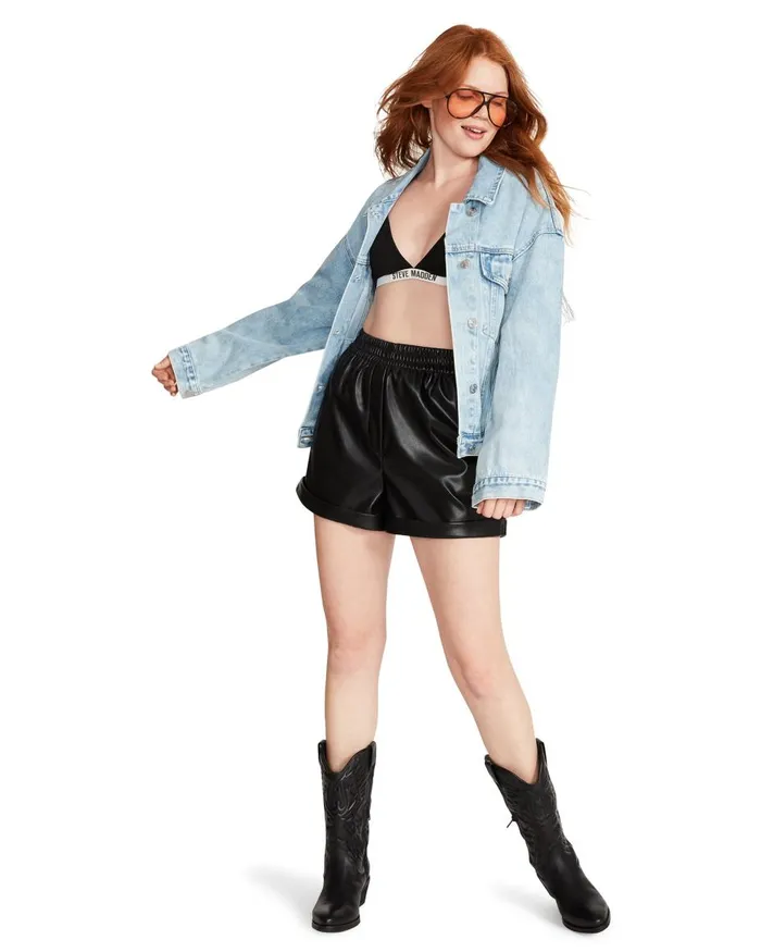 Steve Madden Sienna Denim Jacket Rhinestones Womens Jackets and Coats